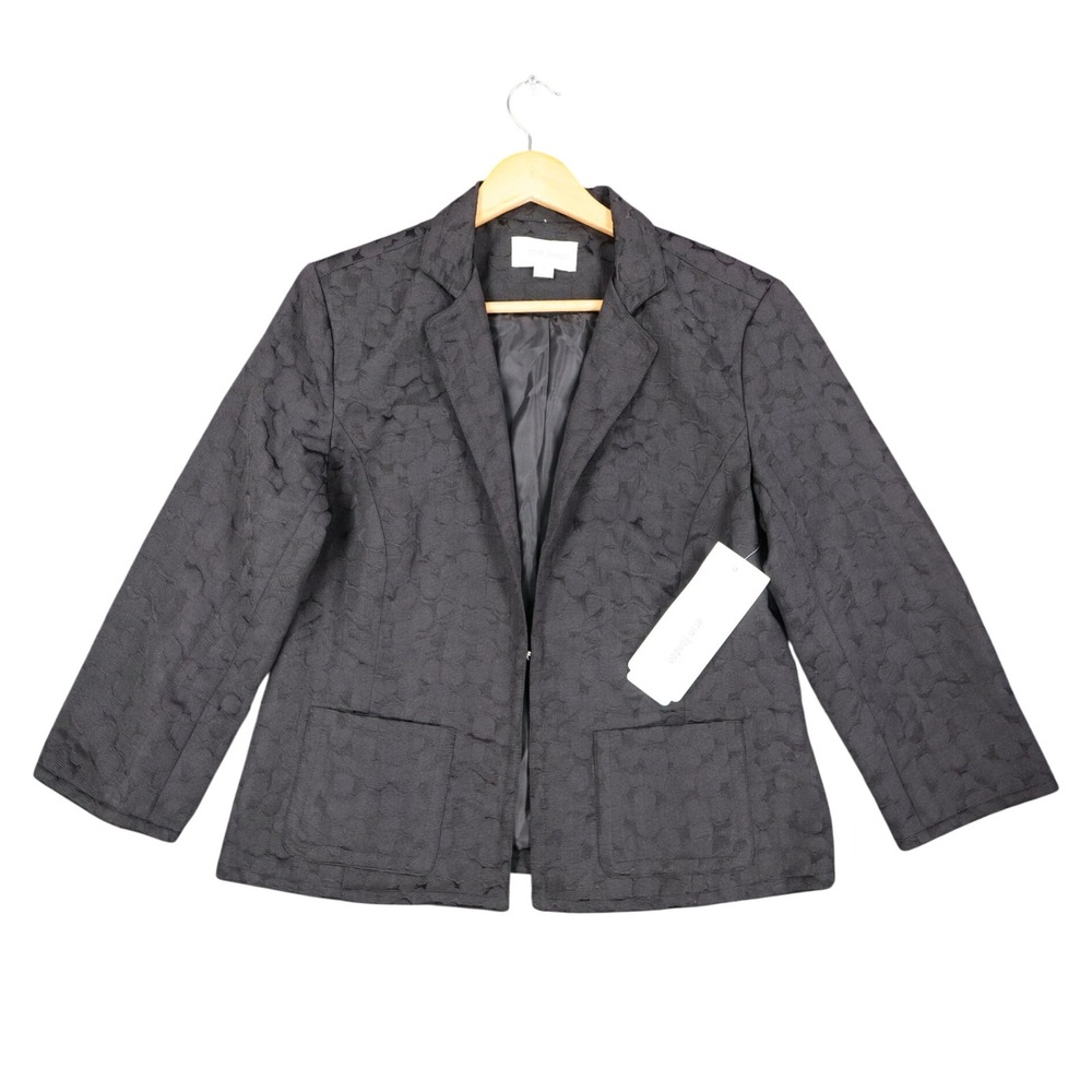 Erin London Blazer Women Size S Black Textured Jacquard Open Front Jacket New